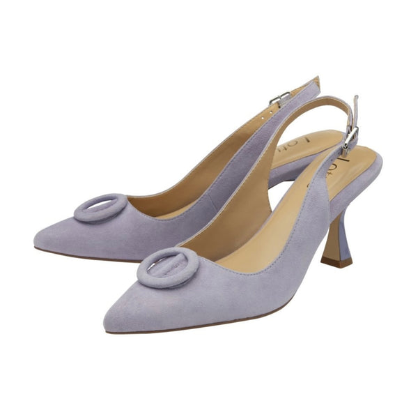 Delfina Lilac Suede Pointed Court Slingback Shoe