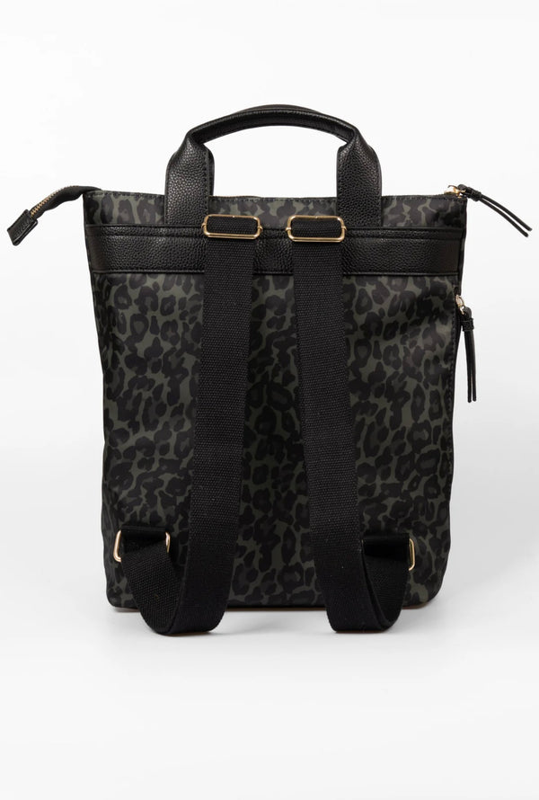 Sutton Khaki Leopard Print Backpack