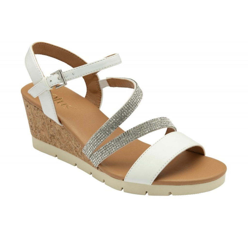 White Goldie Open-Toe Wedge Sandals | Lotus