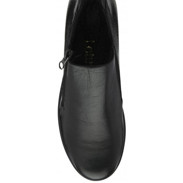 Altan Black Leather Wedge Double Zip Shoes