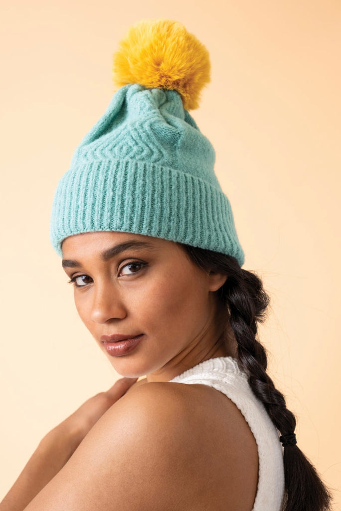 Ingrid Aqua & Mustard Hat