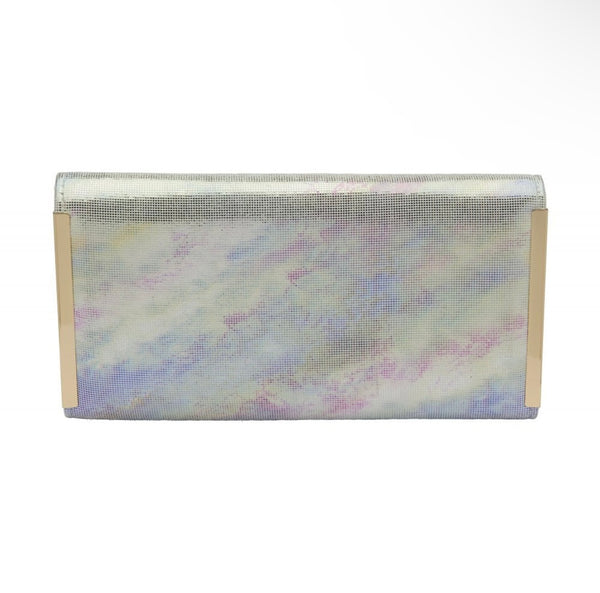 Silver Print Martha Lotus Clutch Bag