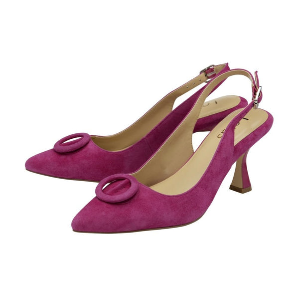 Delfina Pink Suede Pointed Slingback Court Shoe
