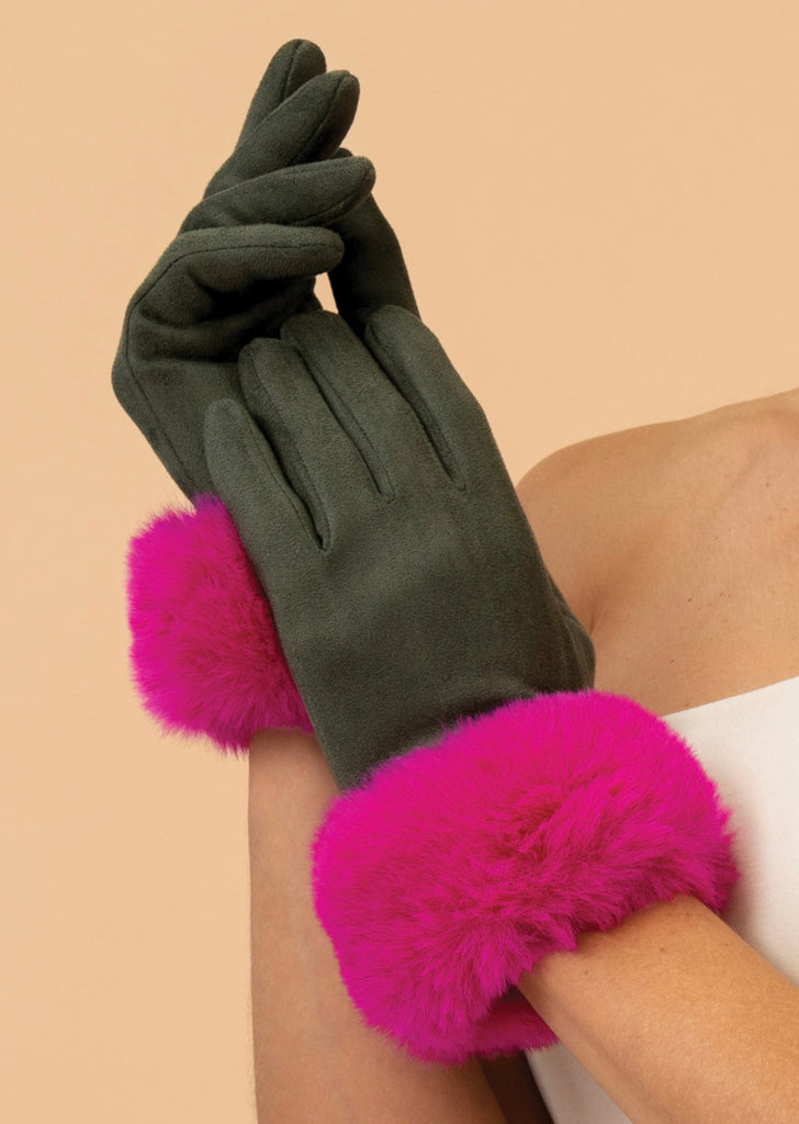 Bettina Olive & Magenta Gloves