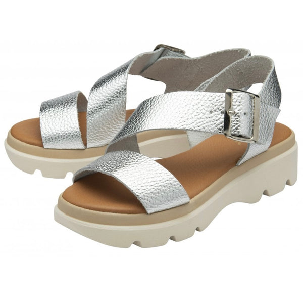 Luana Silver Leather Lotus Sandals