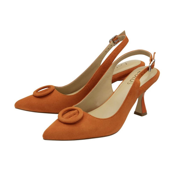 Delfina Orange Suede Pointed Slingback Court Shoe