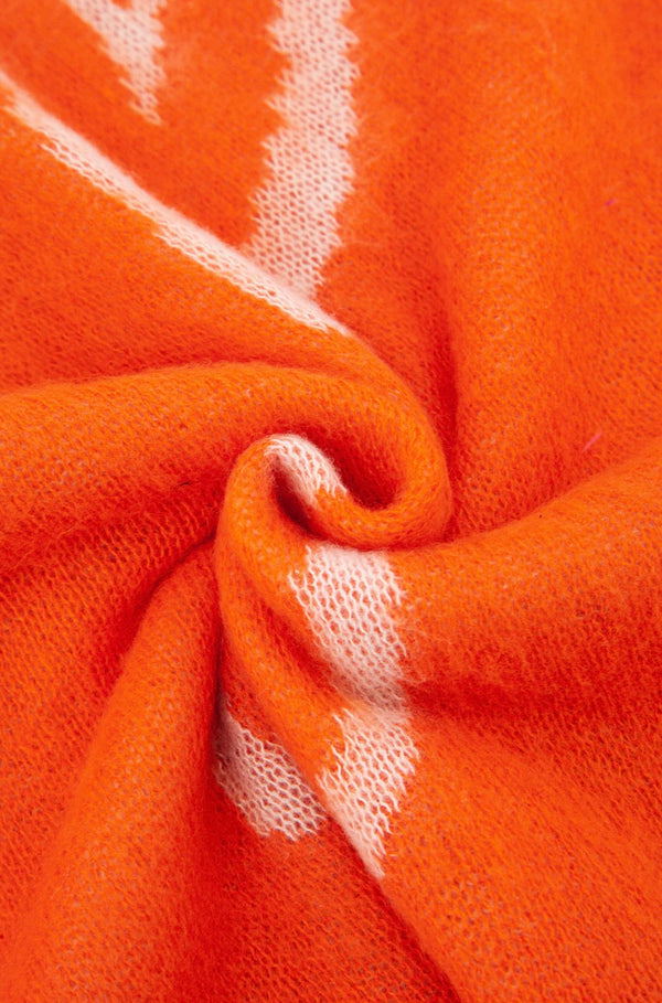 Zuri  Orange Heart Print Heavyweight Scarf