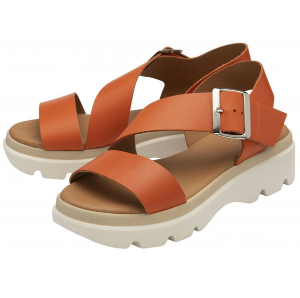 Luana Orange Leather Lotus Sandals