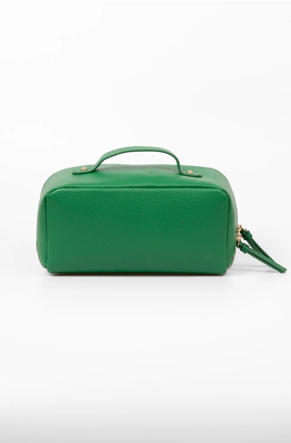 Mila Green Pebbled Faux Leather Vanity Bag