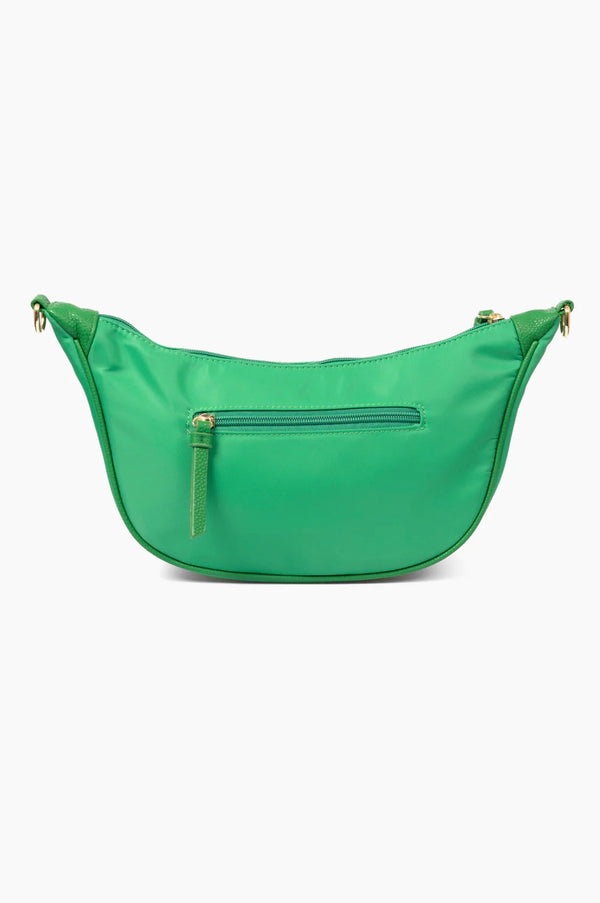 Quinn Green Half Moon Crossbody Handbag