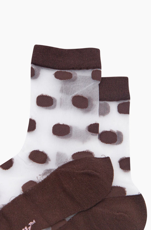 Brown Polka Dot Sheer Socks
