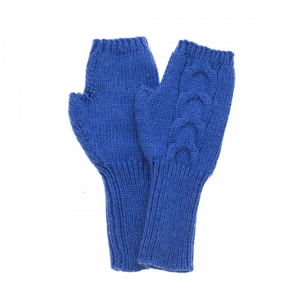 Denim Fingerless Cable Knit Gloves