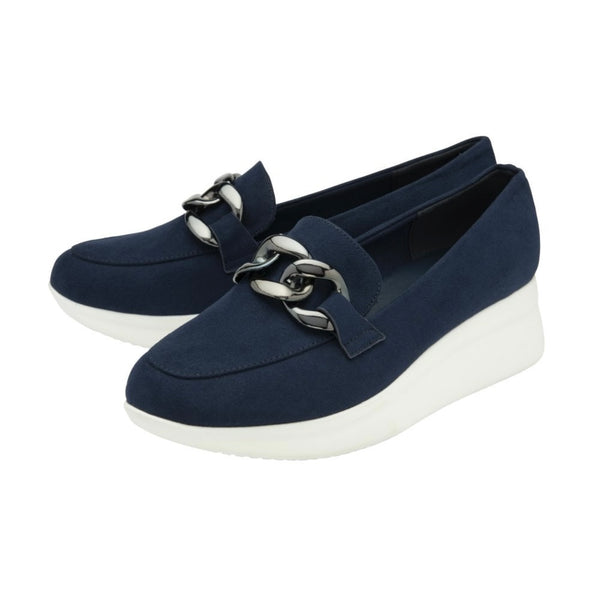 Kamilly Navy Suede Loafers With Loafers