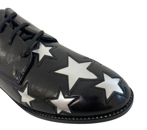 Dancing Matilda Black Brouge with Silver Star Print