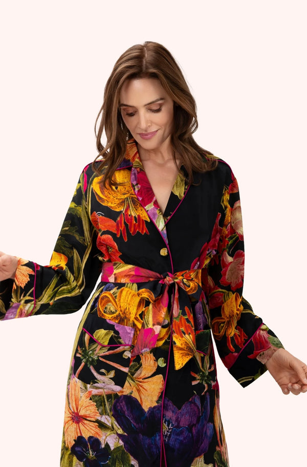 Powder Midnight Posy Satin Gown