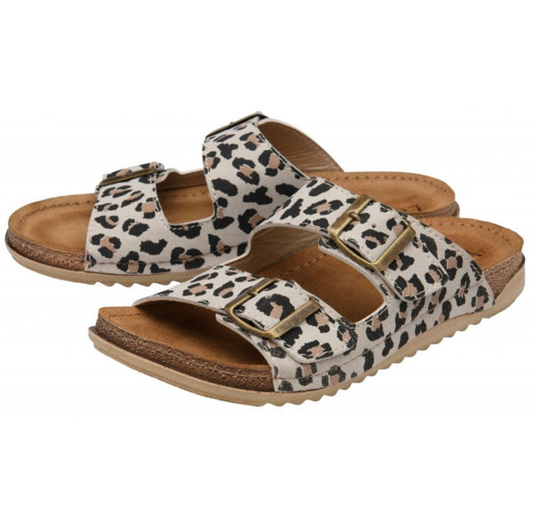 Rome Leopard Print Suede Lotus Sandals