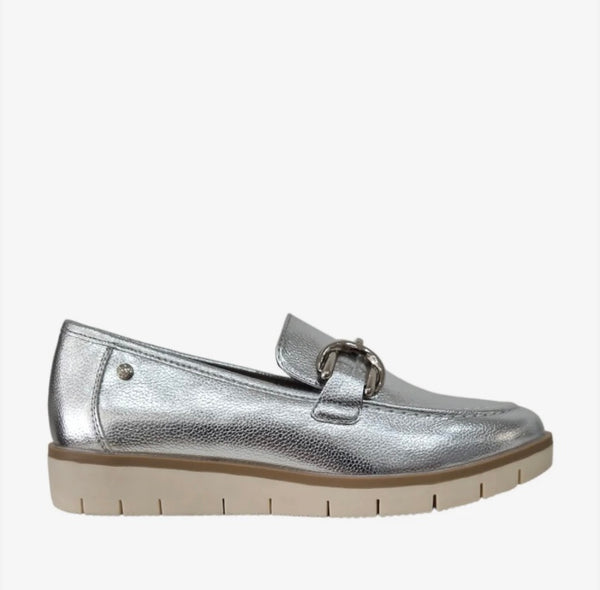 Silver Loafer with Buckle Detail