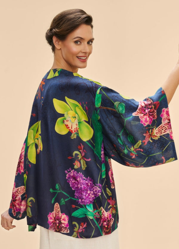 Powder Exotic Evening in Ink Kimono Jacket