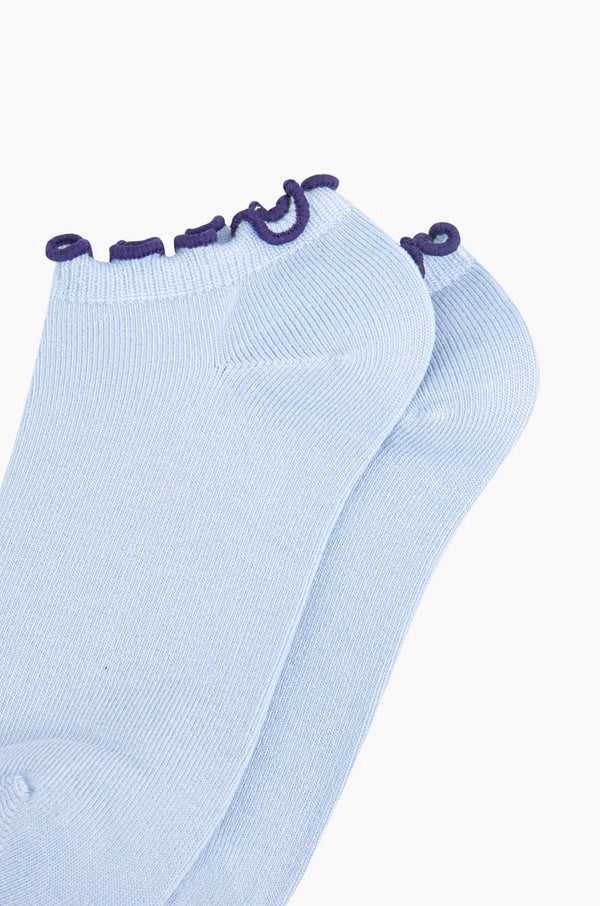 Blue & Navy Frilly Bamboo Socks