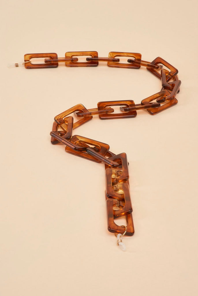 Tortoiseshell Rectangle Block Sunglasses Chain
