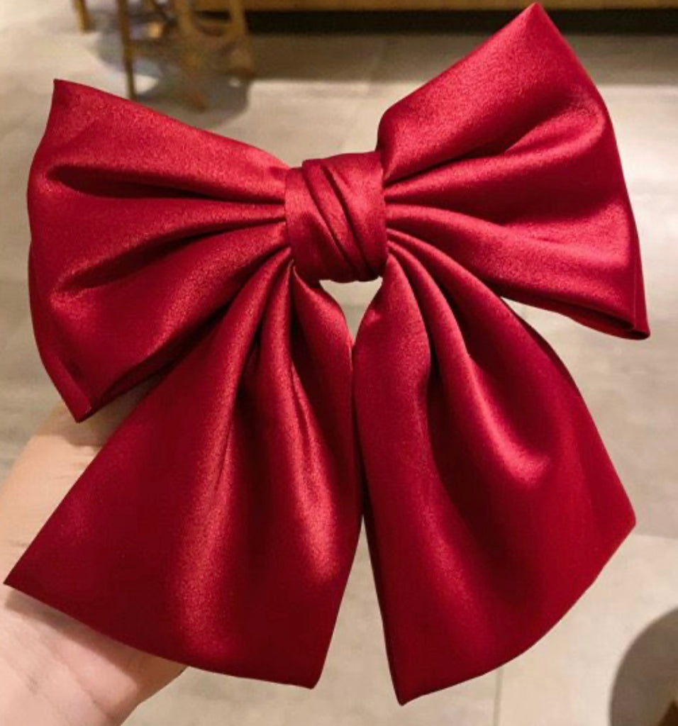 Red Silky Bow on Clip