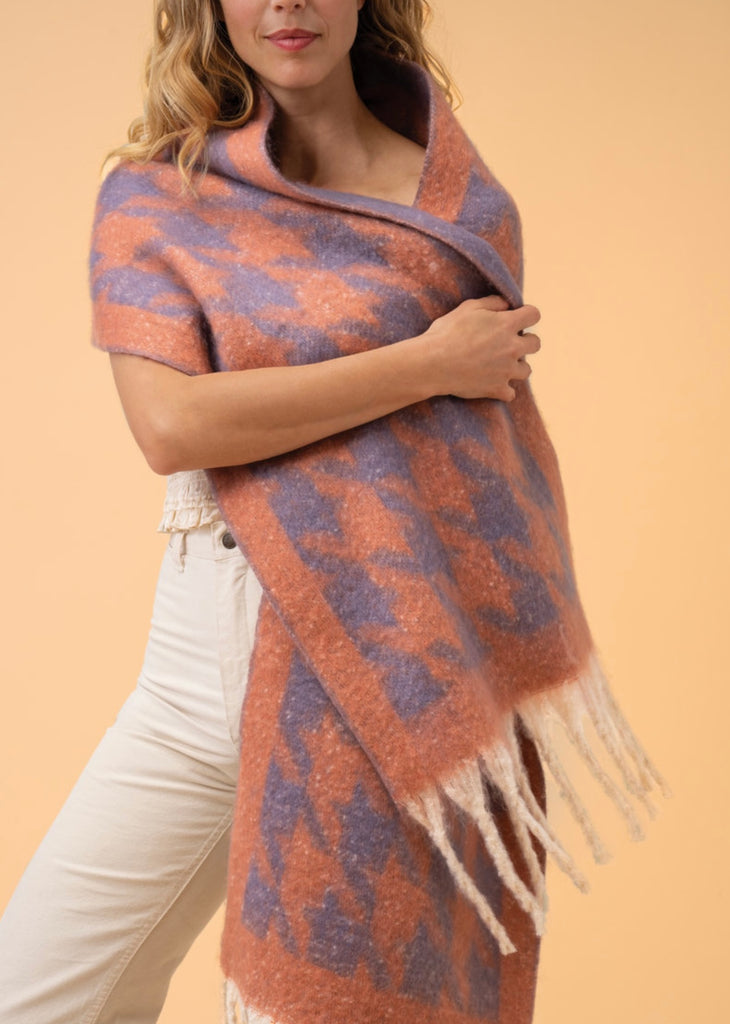 Harper Coral & Lavender Cosy Scarf