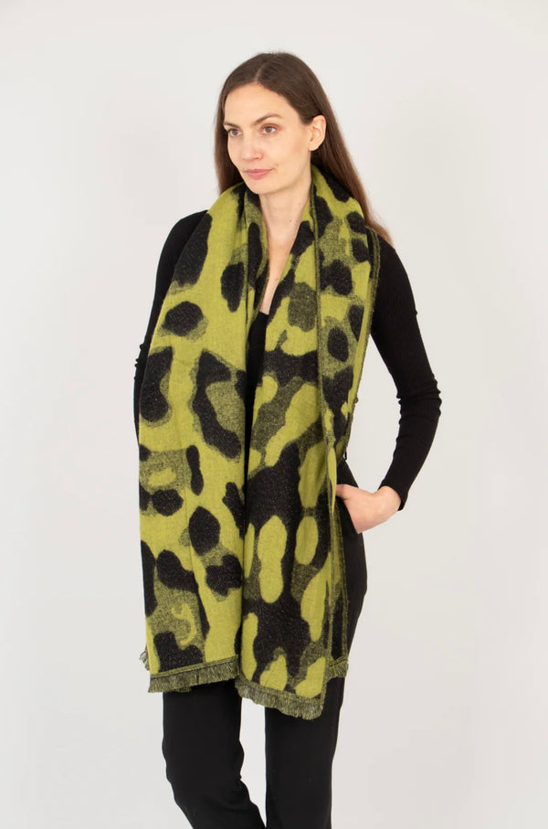 Jamie Lime & Black Leopard Print Heavyweight Scarf