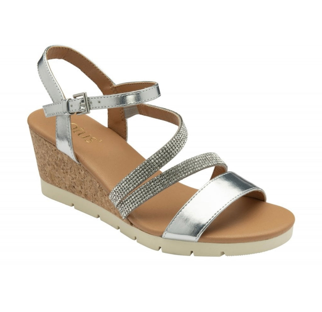 Silver Goldie Open-Toe Wedge Sandals | Lotus