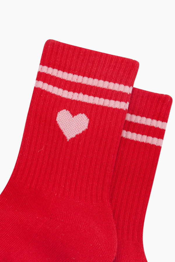 Red & Pink Heart Ribbed Socks