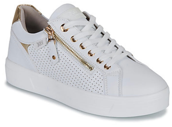 XTI White Trainers with Zip Detail