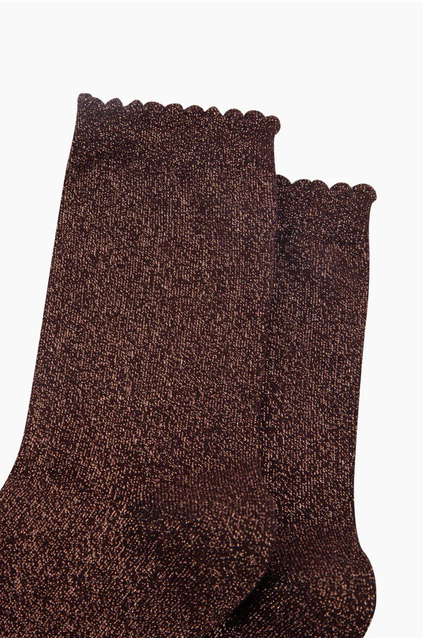 Chocolate Brown Combed Cotton Shimmer Socks