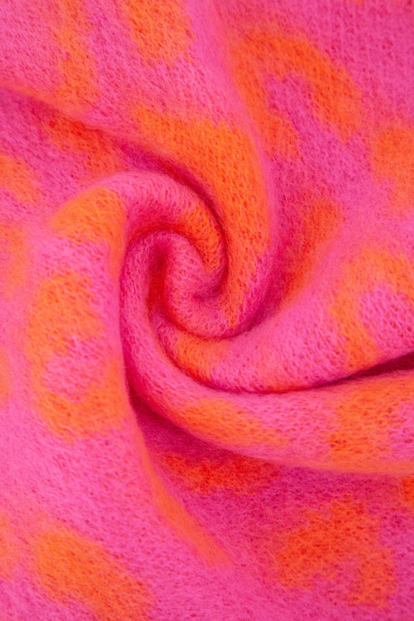 Nico Pink & Orange Leopard Print Heavyweight Scarf