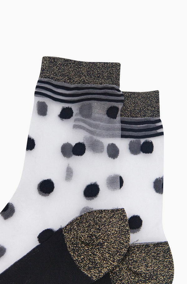 Black & Gold Polka Dot Sheer Socks