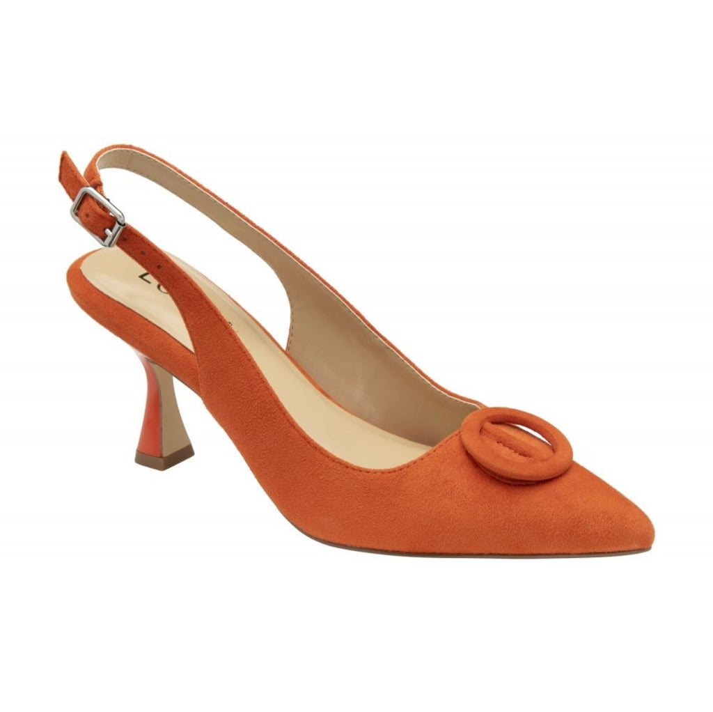 Delfina Orange Suede Pointed Slingback Court Shoe