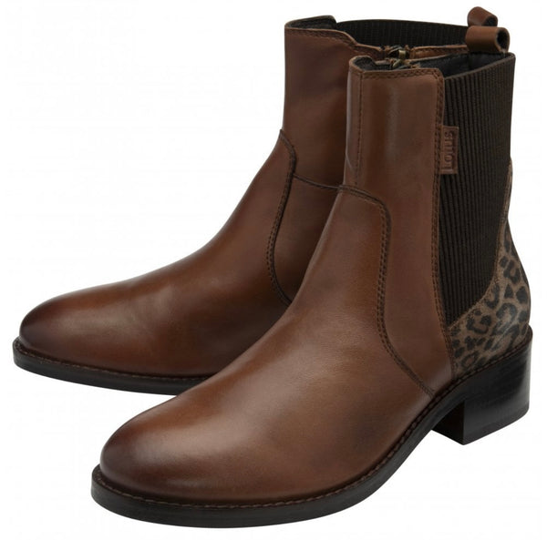 Lotus Lindley Tan & Leopard Leather Ankle Boots