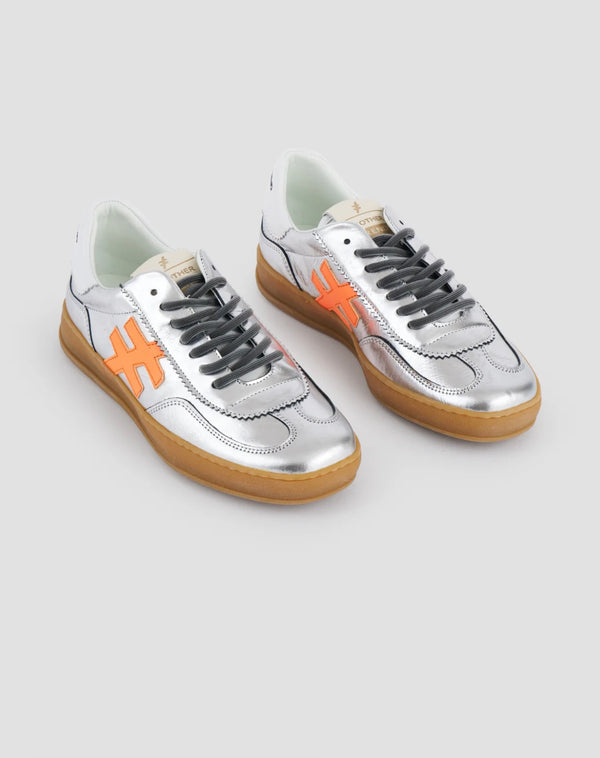 Another Trend Metallic Silver & Orange Gum Sole Trainers