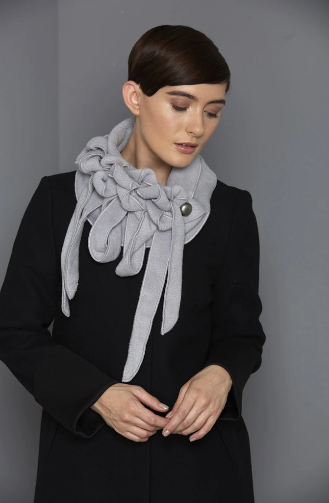 Grey Button Collar Scarf