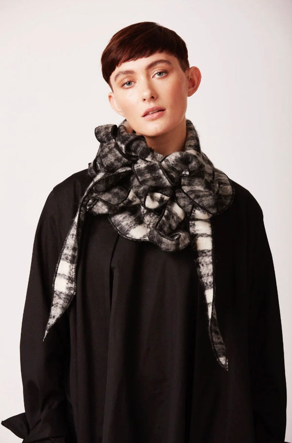 Harper Check Button Collar Scarf