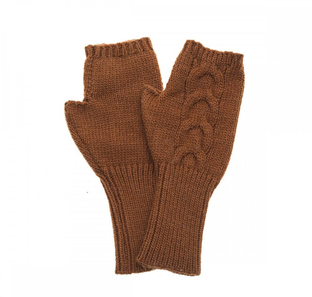 Nutmeg Fingerless Cable Knit Gloves