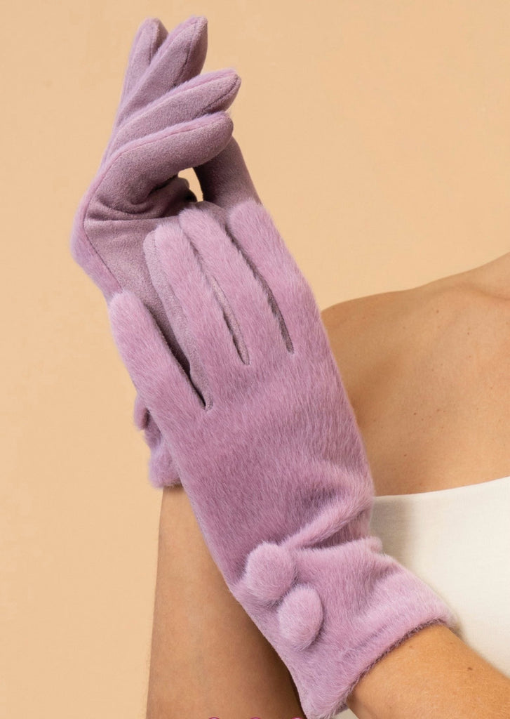 Grace Lavender Button Gloves