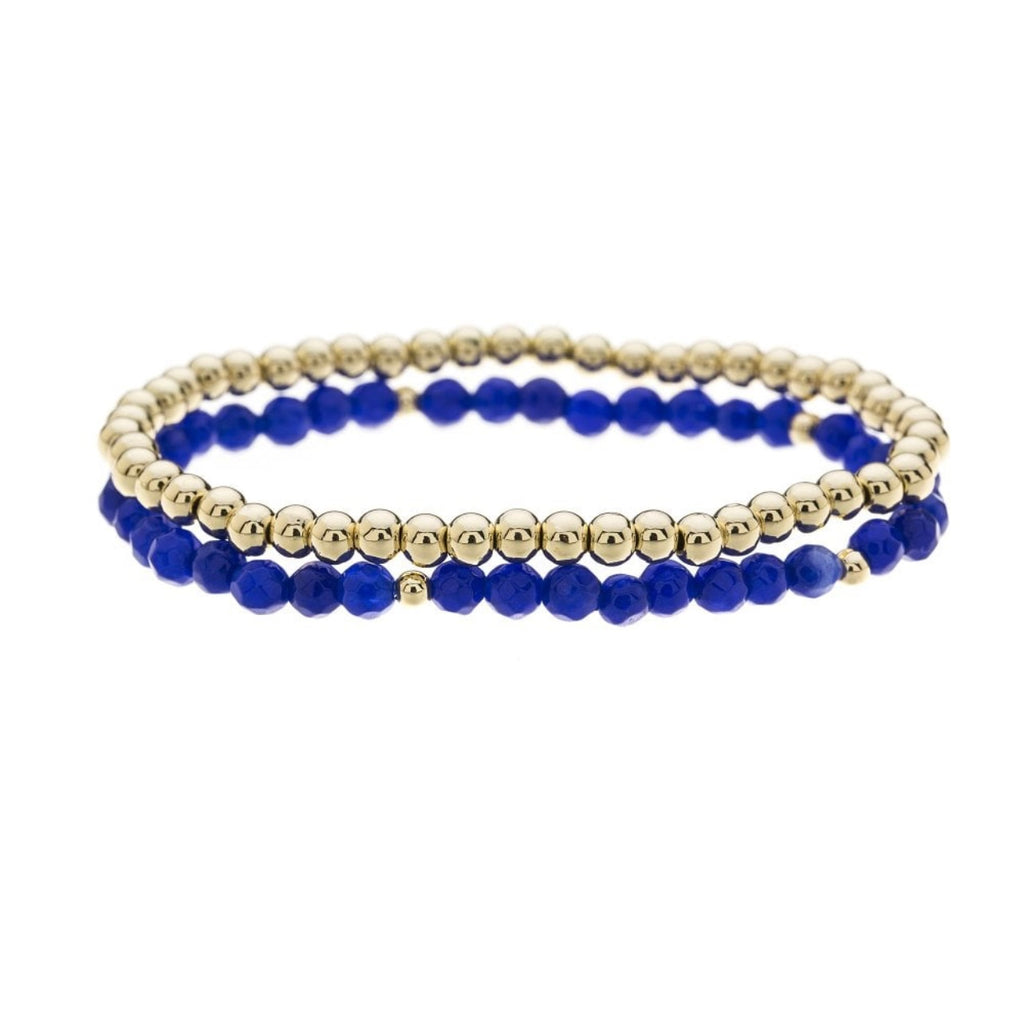 Blue & Gold Beaded Layered Bracelets