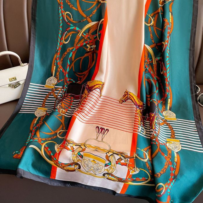 Horses & Chains Emerald Green Silk Scarf