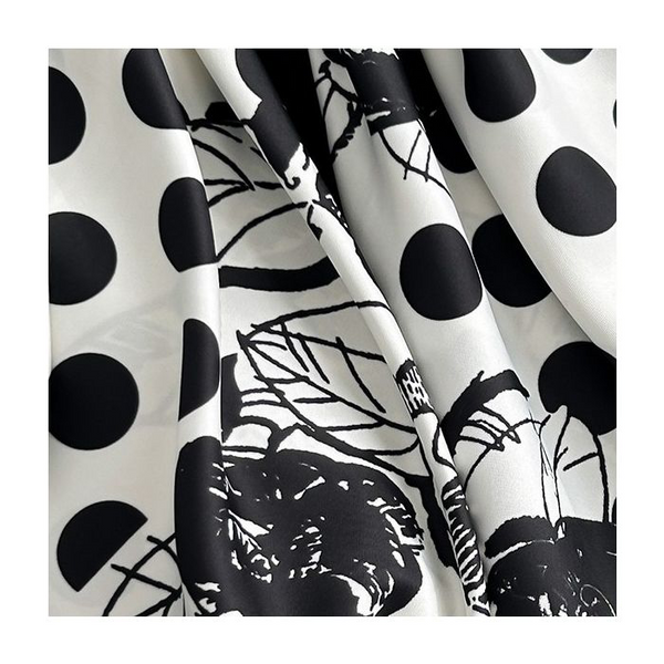 White & Black Polka Dot Neck Scarf