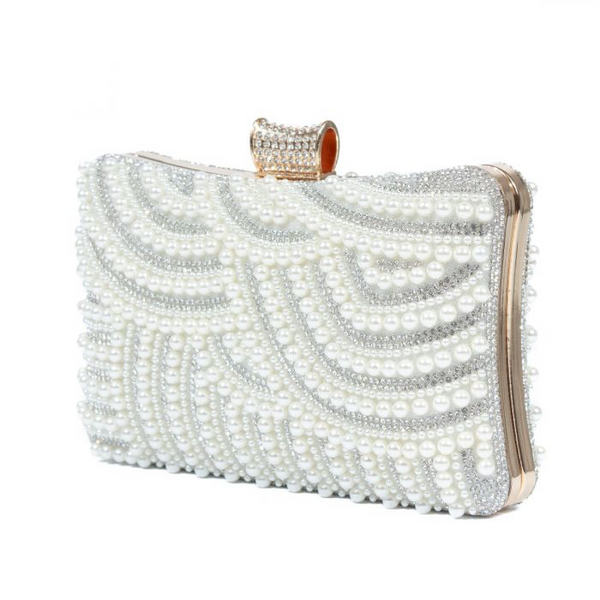 Pearl & Crystal Embellished Clutch Bag
