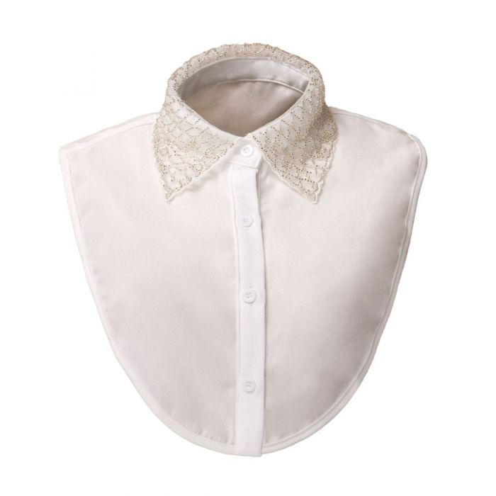 White Crystal Encrusted Shirt Collar