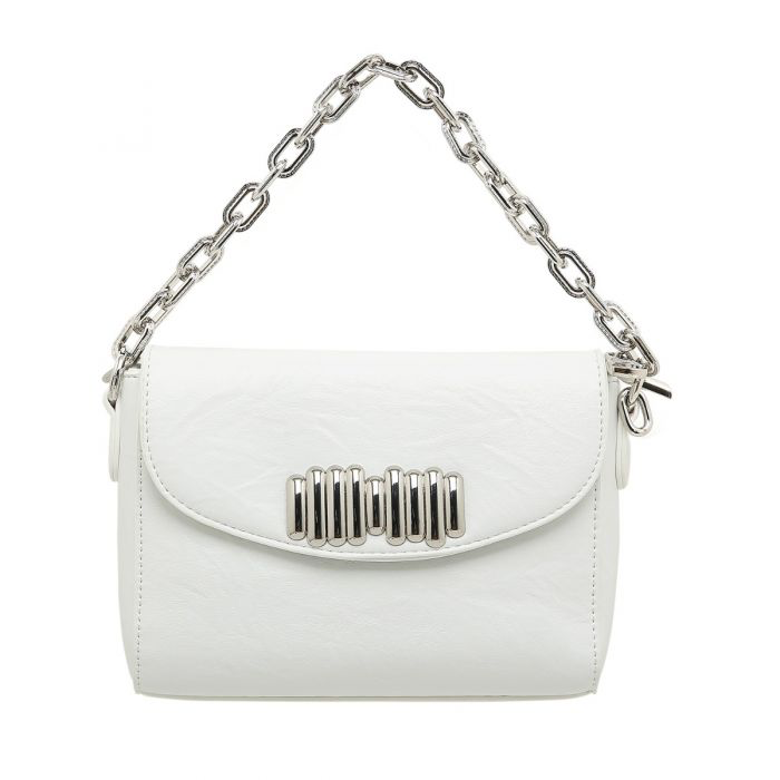 White Silver Buckle Crossbody Handbag