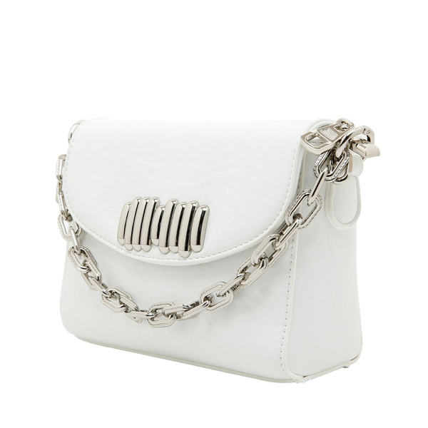 White Silver Buckle Crossbody Handbag