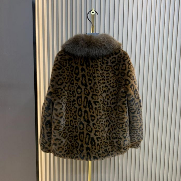 Chocolate Brown Leopard Print Faux Fur Buckle Coat
