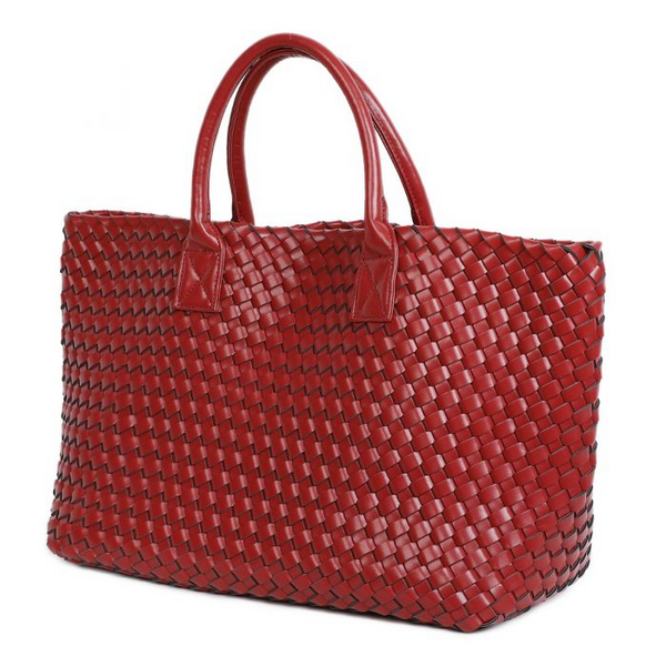 Dark Red Weave Shoulder Handbag