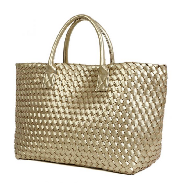 Metallic Gold Weave Shoulder Handbag